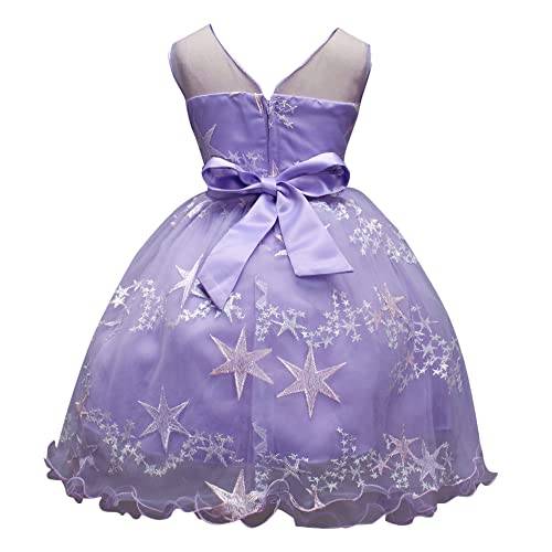Hopscotch Girls 0 Party Fit And Flare Knee-Length Dresses In Lavender Color For Ages 4-5 Years