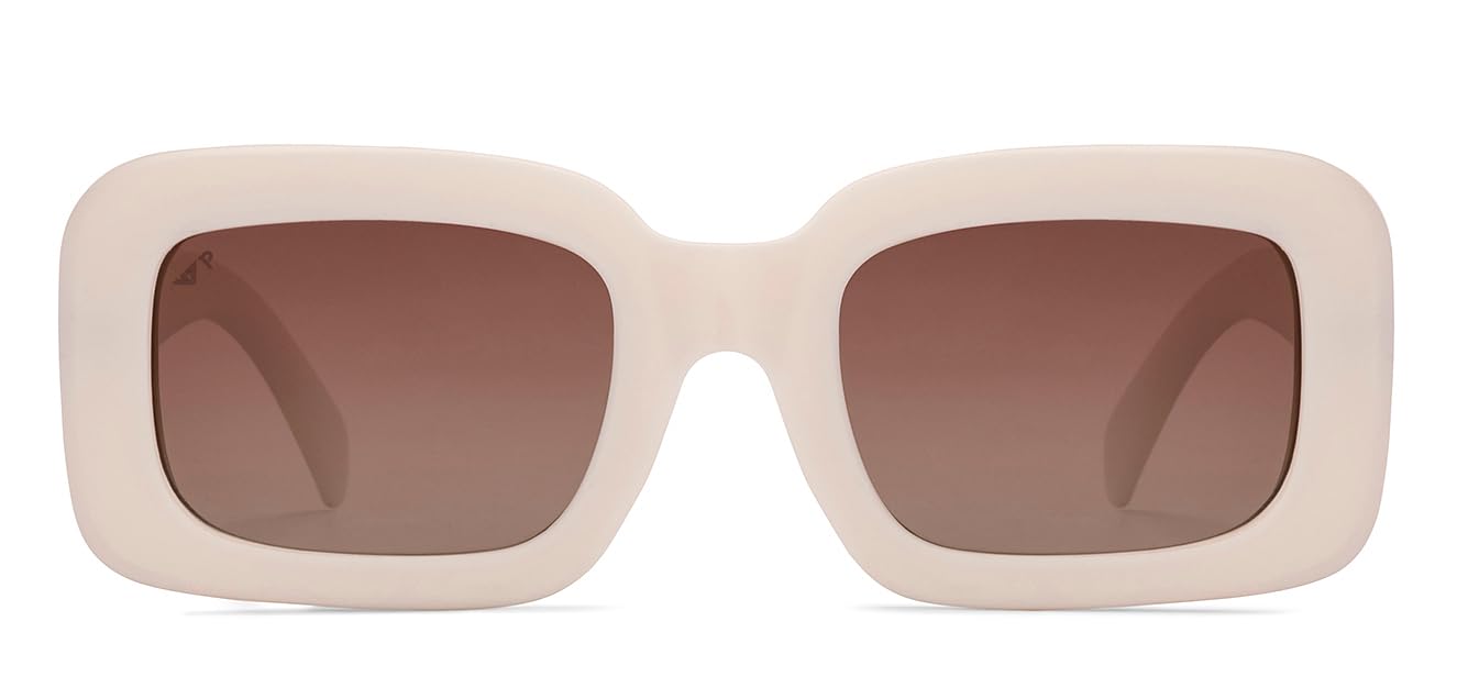 VINCENT CHASE EYEWEAR By Lenskart|White-Brown Full Rim Square|Stardust|Branded Latest And Stylish Sunglasses|Polarized And 100% Uv Protected|For Women|Large|Vc S16920