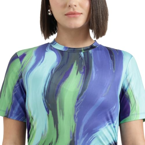 United Colors of Benetton Round Neck Swirl Print Dress (Size : S) - 26P3099W3950I902 Multicolour