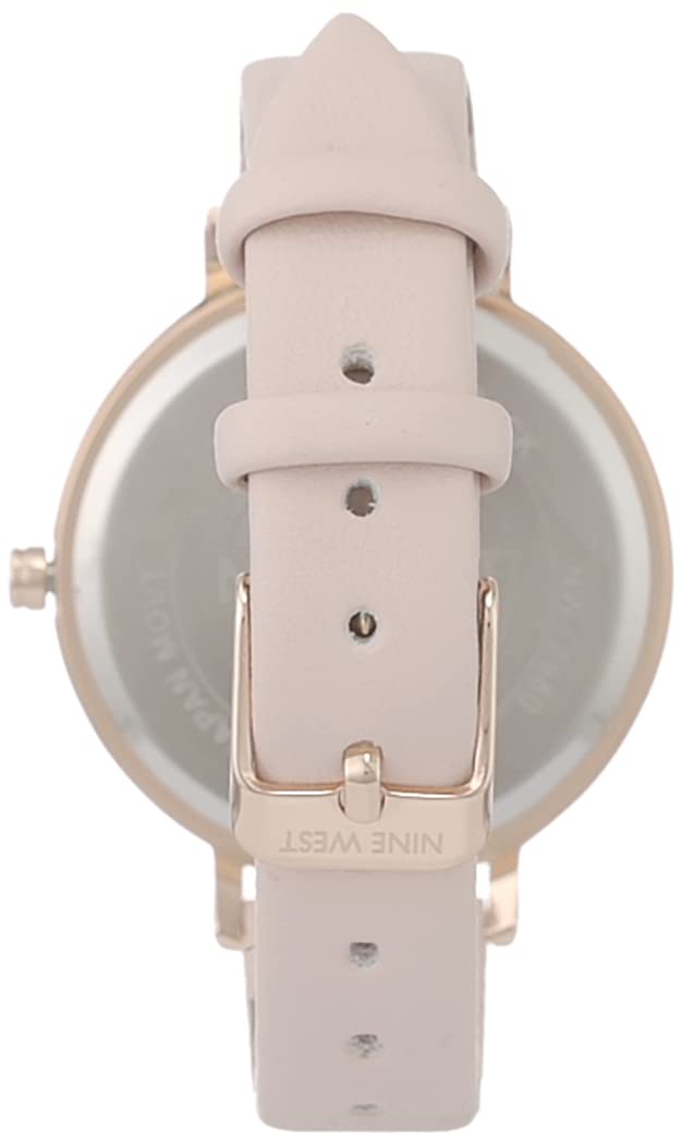 Nine West Women's Floral Dial Strap Watch, Pink/Rose Gold, Japanese