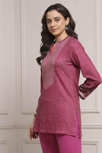 Biba Women Pink Blended Printed Kurta_42