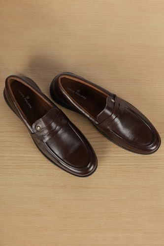 Louis Philippe Men Brown Solid Slip-on Formal Imported Premium Leather Light Weight Breathable Lining Slip Resistant Flexible Toe Shoes Euro- 40