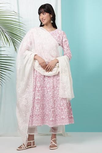 W for Woman White Floral Printed Organza Dupatta
