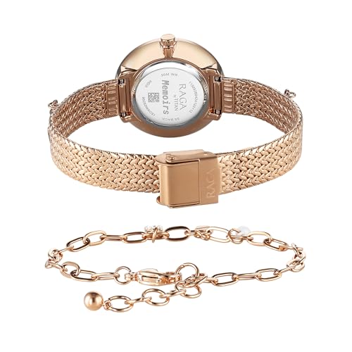 Titan Raga Memoirs Quartz Analog Mother of Pearl Dial with Rose Gold Metal Strap Watch for Women