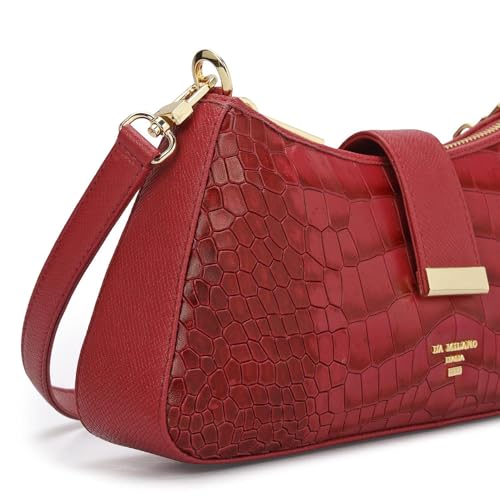 Da Milano Leather Shoulder Bag for Women - Purple (01349OL)