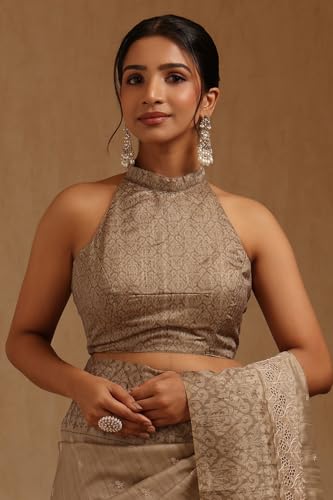 Soch Womens Earth Tussar Embroidered Saree