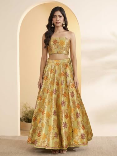 BIBA Polyester Yarndyed Kalidar Wedding Blouse With Lehenga And Dupatta