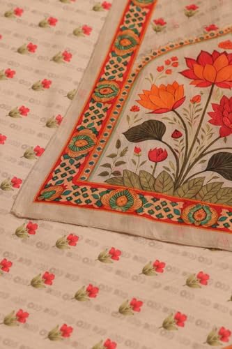 Soch Womens Beige Mul Chanderi Floral Salwar Suit With Hand Embroidery and Bead Details
