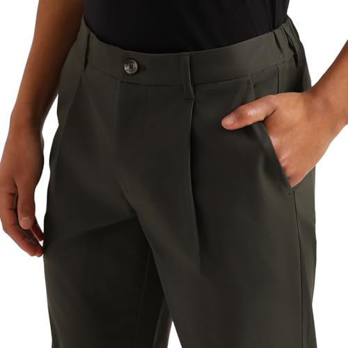 United Colors of Benetton Solid Relaxed Fit Pleated Trousers (Size: 38)-25P4CTWB0928I901 Green