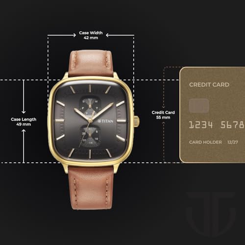 Titan Avant Garde Quartz Multifunction Anthracite Dial Brown Leather Strap Watch for Men - NT90178YL01