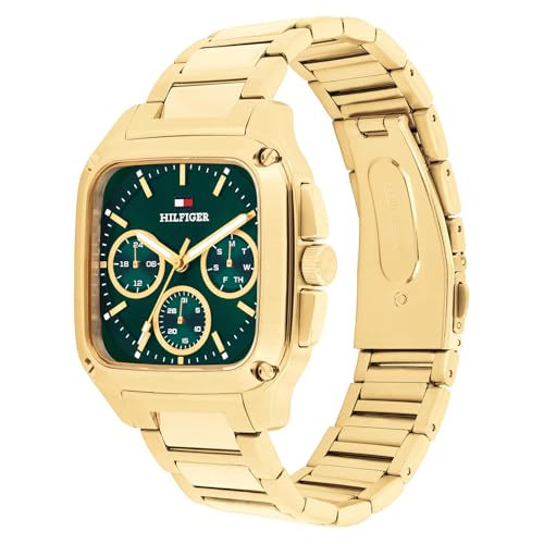 Tommy Hilfiger Herald Japanese Quartz Analog with Green Dial Gold Stainless Steel Strap Watch for Men - TH1792223