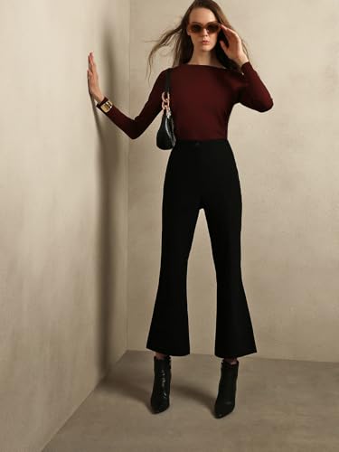 VERO MODA Womens Bootcut Pants Jet Black