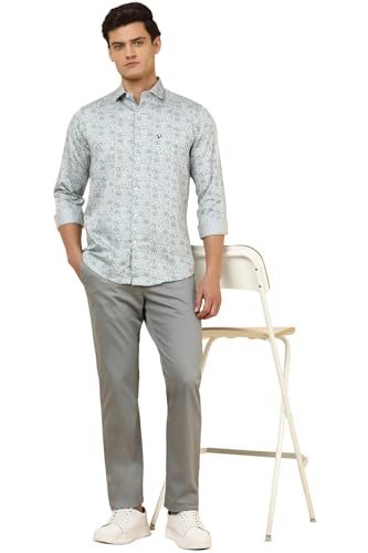 Allen Solly Men Light Green Print Full Sleeves Casual Shirt