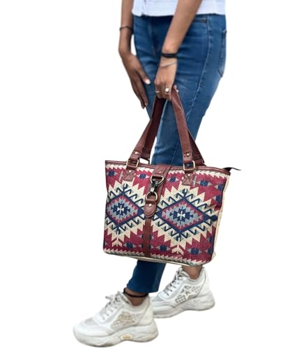 Mona B Women Canvas Tote Bag | Shoulder Bag | Hand Bag For Shopping, Travel And, Grocery (Metro, Medium), Multicolour