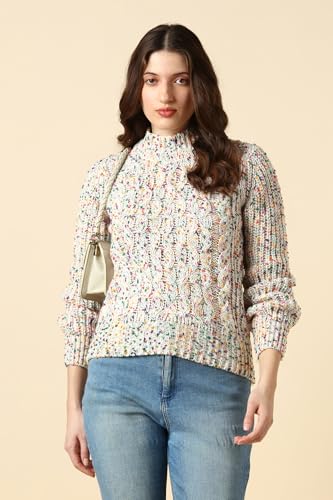 Women Multi Colour Textured Round Neck Casual Sweater