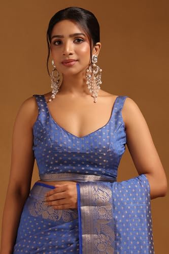 Soch Womens Blue Art Silk Geometric Zari Woven Saree