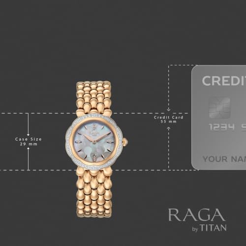 Titan Raga Paris with Love Quartz Analog 2Hands Display White/Mosaic MOP Dial Light Rose Gold Stainless Steel Strap Watch for Women - 2838WM02
