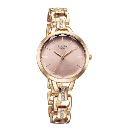 Titan Analog Rose Gold Dial Women's Watch-95352WM01