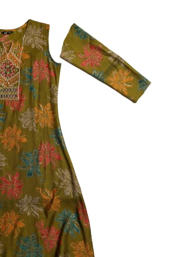Soch Womens Light Green Desert Storm Floral Print Co-Ord Set With Mirror Work
