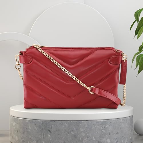 Fastrack Quilted Arm Candy Bag | Detachable Straps with Metallic Detailing Sling Bag for Women, Girls and Ladies