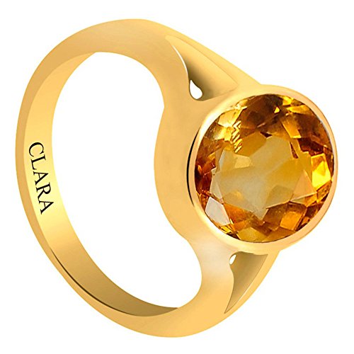 Clara Certified Citrine Sunehla 9.3 Carat or 10.25ratti Panchdhatu Astrology Ring for Men & Women