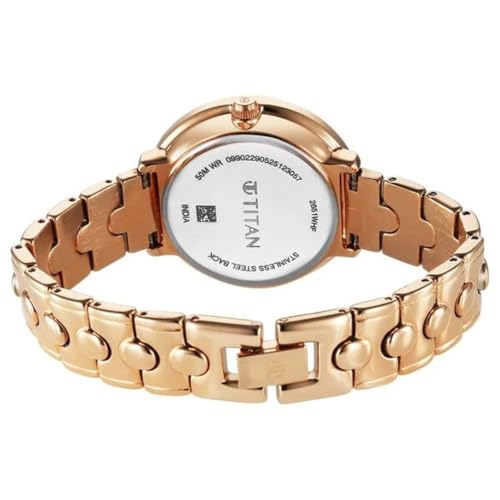 Titan Workwear Quartz Analog Grey Dial Rose Gold Colour Metal Strap Watch for Women