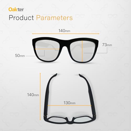 OAKTER Smart Glasses with Wireless Bluetooth | Hands-Free Calling | Open Ear Music | Sport Headset | Intelligent Eyewear | Connect with Your Mobile/Tablet | Black