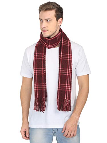FabSeasons Men's Woollen and Acrylic Scarf/Muffler/Shawl/Stole for Winters, (Red, Maroon, Size - 70 x 180 cm)