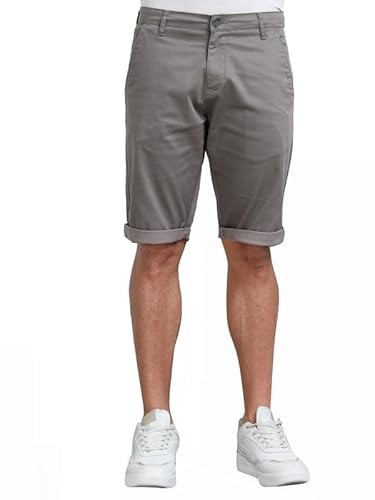 BEEVEE Men’s Casual Printed Cotton Lycra Grey Shorts | Regular Fit, Knee Length, 4 Pockets, Button & Drawstring Closure