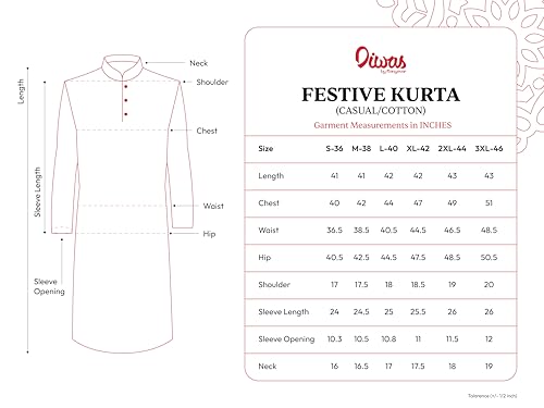 Manyavar DIWAS Men's Cotton Self Design Kurta (Light Blue,M)