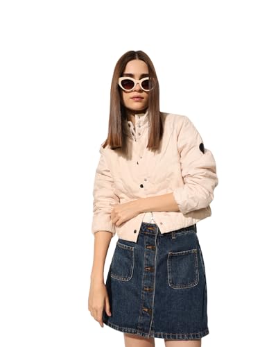 ONLY Women's Solid Regular Fit Beige Jacket