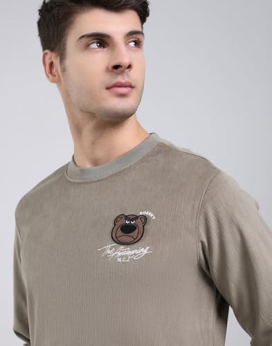 Monte Carlo Men Regular Fit Printed Round Neck Pull On Full Sleeve Winter Sweatshirt| Stylish Sweatshirt for Men | Soft Comfortable Casual Winter Wear for Men's Olive SP1