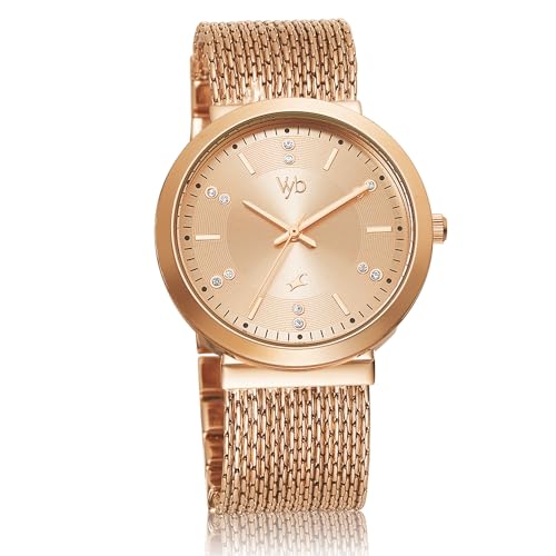 Fastrack Vyb Quartz Analog Rose Gold Dial Stainless Steel Strap Watch for Women-FV60011WM01W