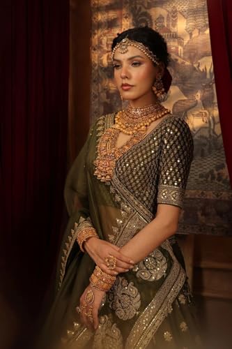 Women's Silk Lehenga Embroidered with Aari and Thread work