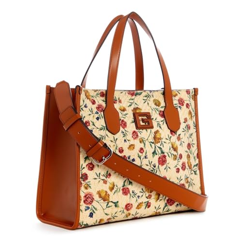 GUESS Women's Cognac Printed Tote Bag| Ladies Purse Handbags | Gift For Ladies