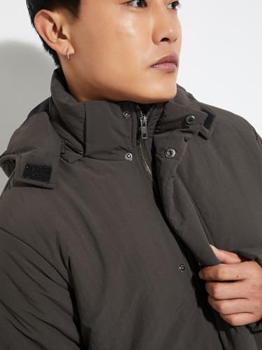 Max URB_N Men Solid Padded Jacket (Brown_L)