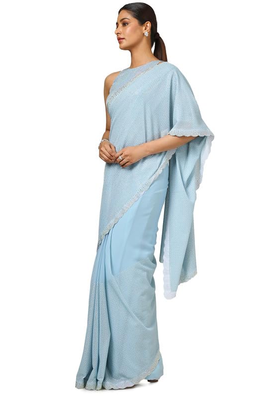 Soch Womens Powder Blue Georgette Embellished Saree With Sequins