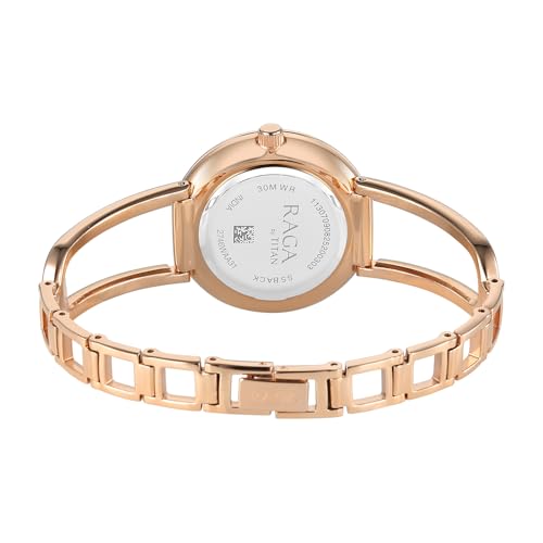 Titan Raga Afterglow Quartz Analog with Brown Dial Rose Gold Brass Strap Watch for Women - 2746WM01