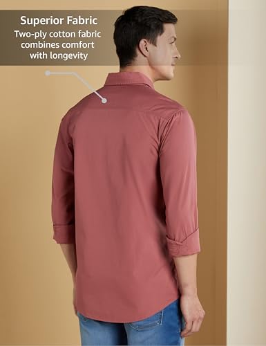 Symbol Premium Men's Casual Cotton Poplin Shirt (Regular Fit) (Dusky Pink_L)