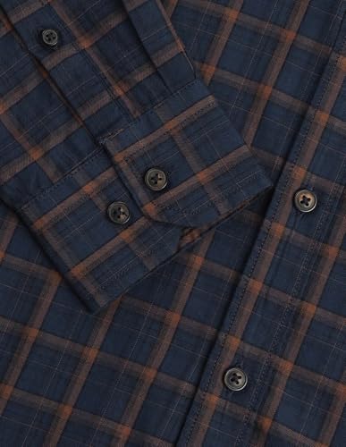 Arrow Sports Men's Checkered Slim Fit Shirt (ASAJSH1414_Dark Blue