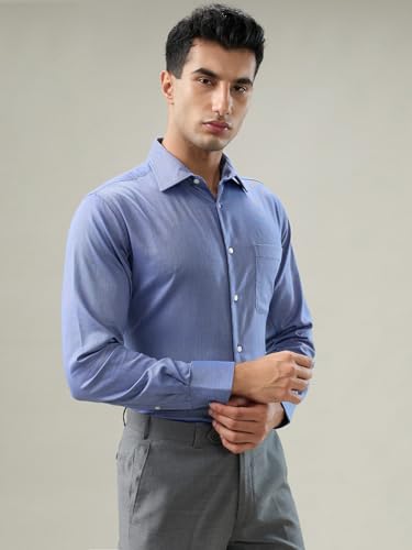 Raymond Blue Structure Pattern Men Long Sleeve Casual Shirt