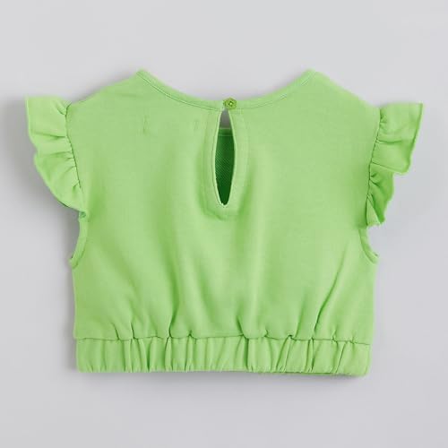 Hopscotch Girls Green Short Sleeves 2-Pc Cotton Applique Blouse And Skirt For Ages(2-3 Years)