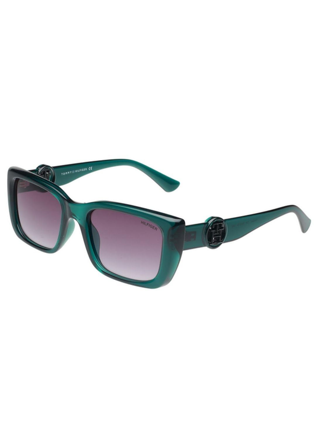 Tommy Hilfiger Sunglasses | Purple Lens | Green Frame | Full Rim Square Shape Branded Latest and Stylish Non Polarized Eyewear | 100% UV Protection | Women Sunglasses| Size Medium | TH 1592 C4 53