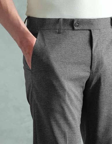 Arrow Men's Mid Rise Heathered Trousers (ARAEOTR2176_Grey_38)