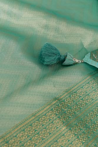 Taneira Women Light Blue Woven Viscose Tissue Saree with Unstitched Blouse Piece (SAPP03AC2548-Light Blue)