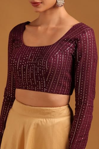 Soch Womens Maroon Georgette Embellished Blouse with Sequins