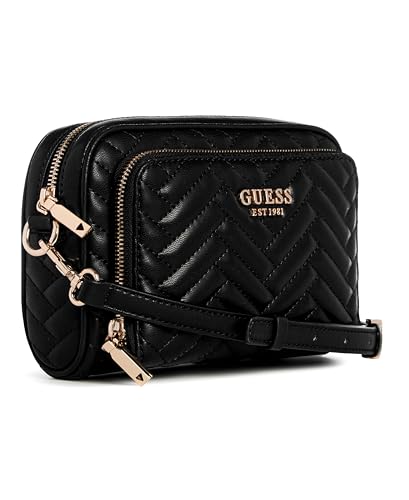 Guess Women Black Quilted Anning Crossbody Camera Bag