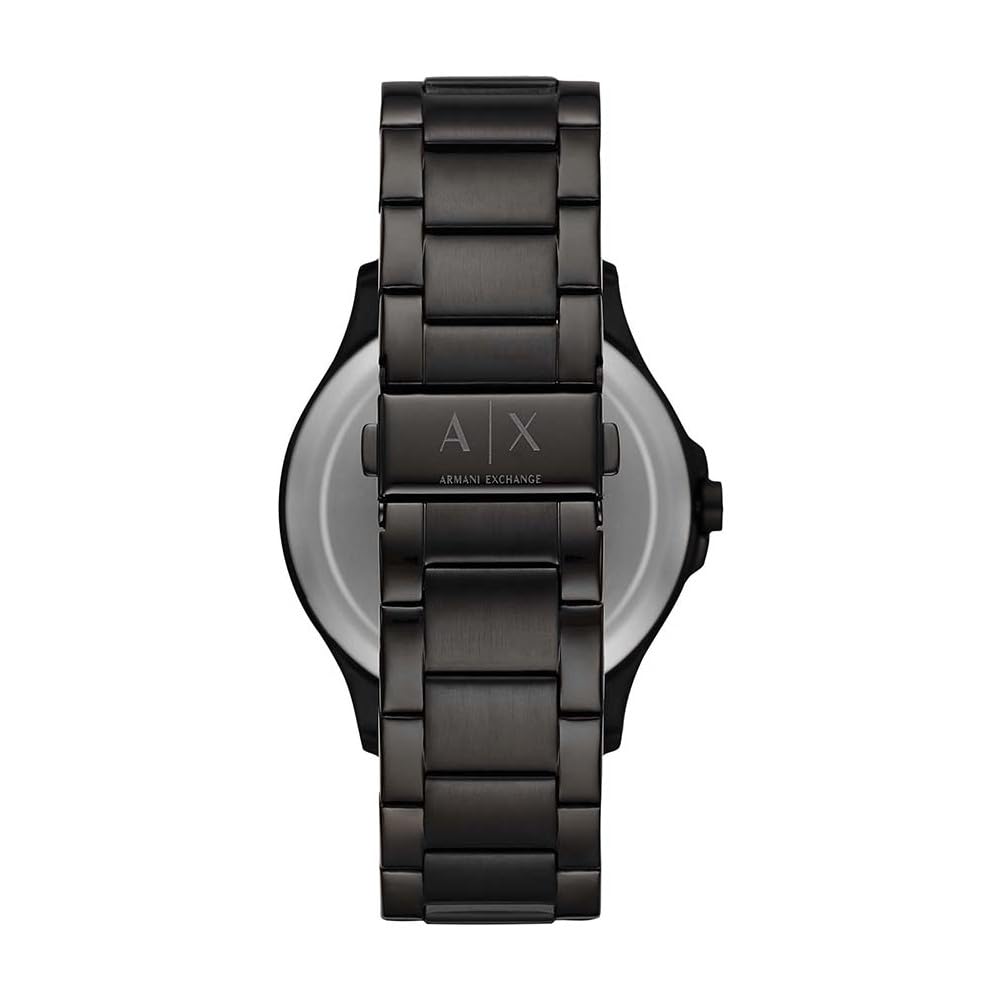 Armani Exchange Men's Three-Hand Date, Stainless Steel Analog Watch, 46Mm Case Size, Black, One Size, Bracelet, Band_Black