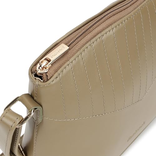 Fastrack City Beat Sling | Olive Faux-Leather Women’s Handbag | Adjustable Strap with Zipper Closure, Spacious Compartment & Stitch Detailing for Everyday Carry