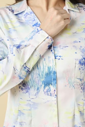 Allen Solly Women White Print Long Sleeves Shirt